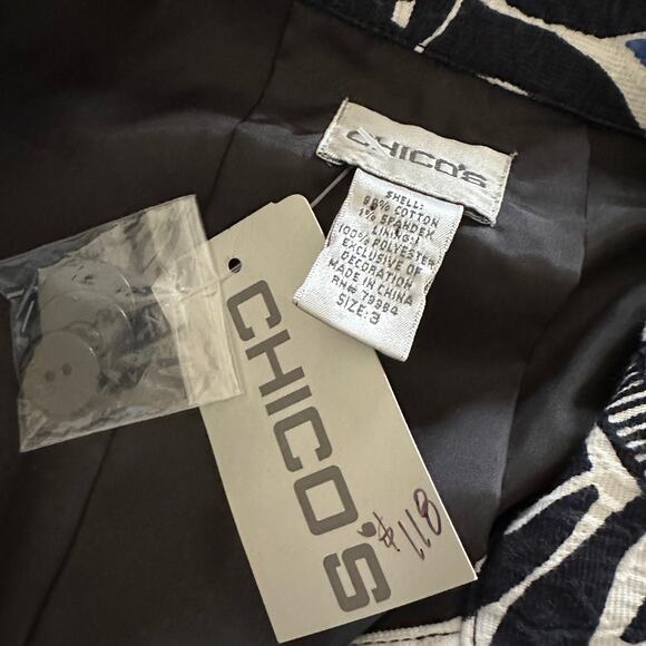 CHICOS Womens Swing Mariesa Jacket $118 NEW Size 3 XL Rear Pleat Beaded Floral - Picture 9 of 10